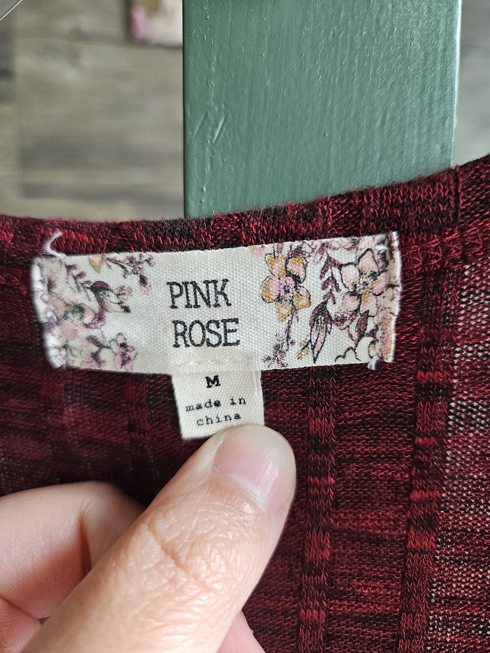 Pink Rose Long Ribbed Button-Front Dress in Burgundy - Picture 4 of 4
